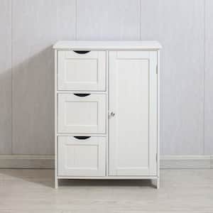 23.6 in. W x 11.8 in. D x 31.5 in. H White Linen Cabinet Wooden Bathroom Floor Storage Cabinet with Drawer and Shelf