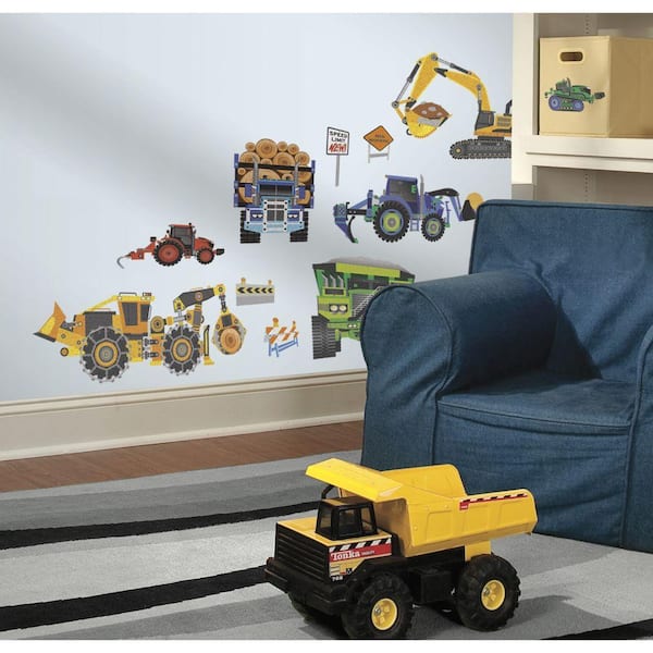 York Wallcoverings 5 in. x 11.5 in. New Speed Limit Construction Vehicles Peel and Stick Wall Decals