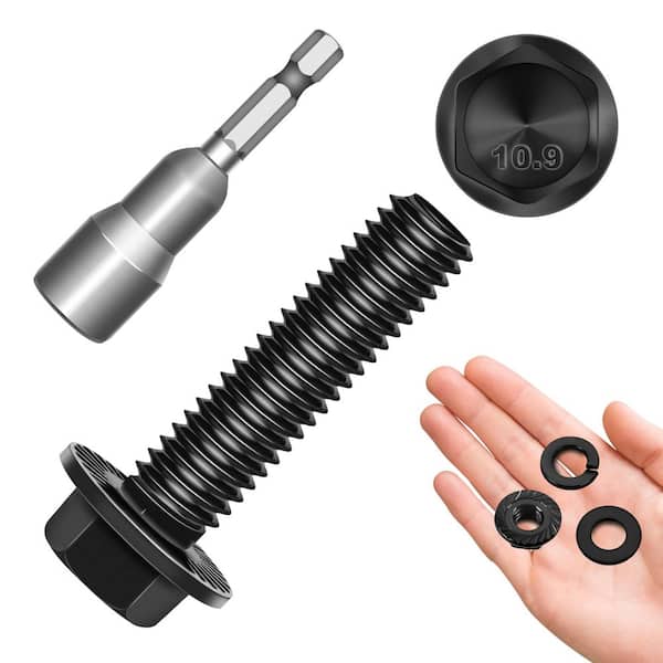 M8 x 30 mm Black Oxide Zinc Carbon Steel Flanged Hex Bolt Nut and Washer Set (10-Pack)