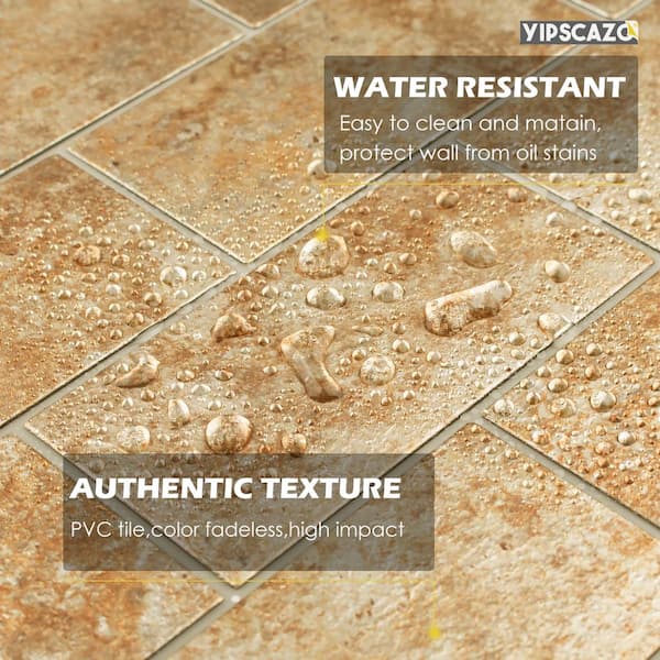 Sandstone Brown 12 in. x 12 in. PVC Peel and Stick Tile Backsplash (5 sq. ft./5 Sheets)