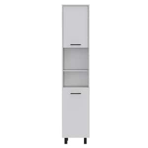 15.7 in. W x 13.7 in. D x 79.5 in. H White Linen Cabinet Storage Cabinet with 5 Shelves and 2 Door