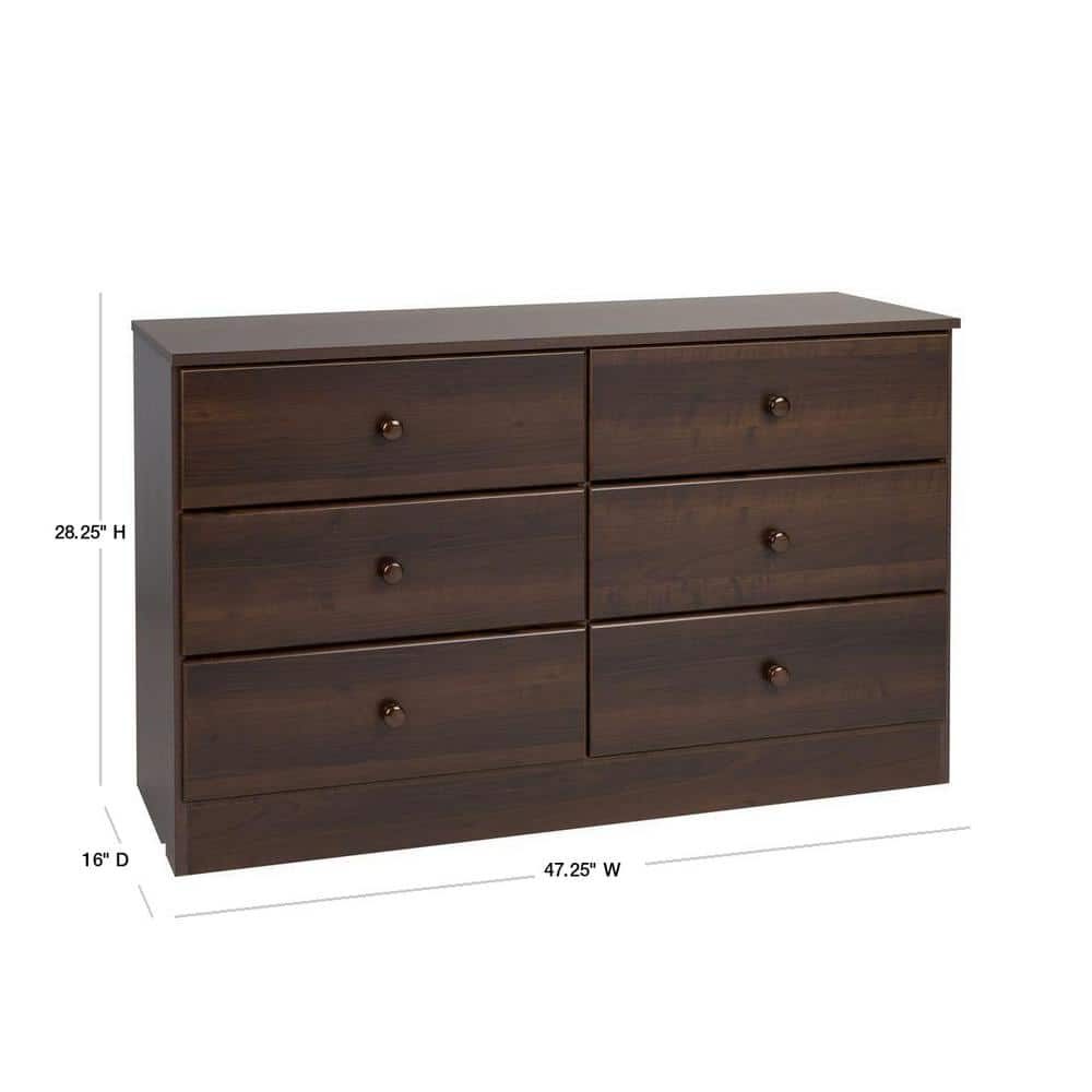 Espresso 55'' Horizontal Double Dresser with Extra Deep Drawers