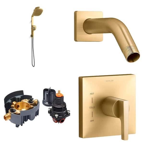 Windet 4-Spray Showering Rail, Honesty Shower Arm and Flange, Rite-Temp Valve Body Kit, and Honesty Valve Trim Kit Combo