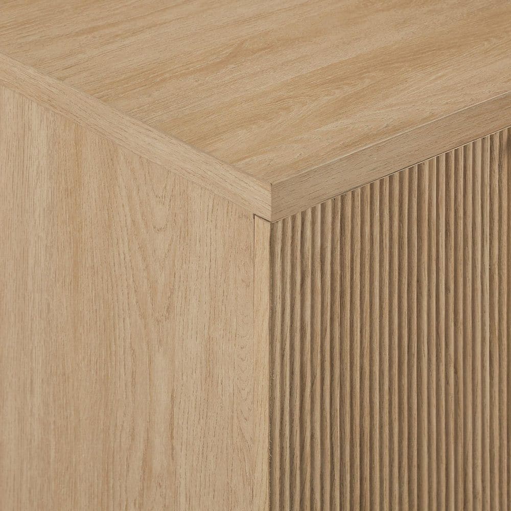 32" Coastal Oak and Black Fluted-Door Accent Cabinet