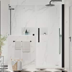 Pasadena 56-3/16 in. W x 72 in. H Rectangular Pivot Frameless Corner Shower Enclosure in Black with Buttress Panels