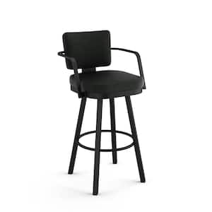 Thea 26 in. Black Polyester/Black Metal Swivel Counter Stool