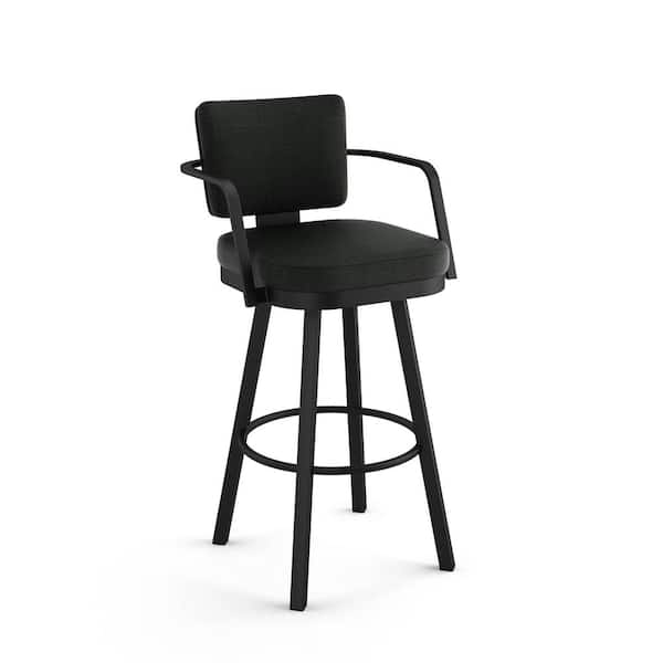 Amisco Thea 26 in. Black Polyester/Black Metal Swivel Counter Stool