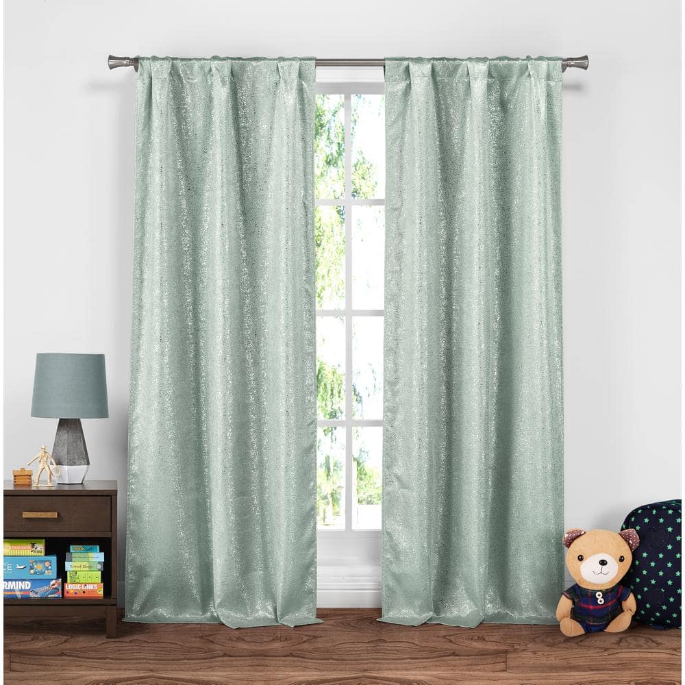 Seafoam Polka Dot Thermal Blackout Curtain - 37 in. W x 84 in. L (Set of 2)