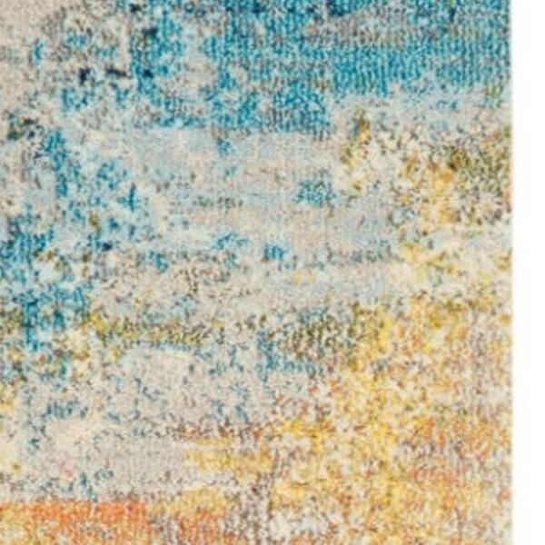 2 X 10 Blue Abstract Washable Area Rug Runner Rug