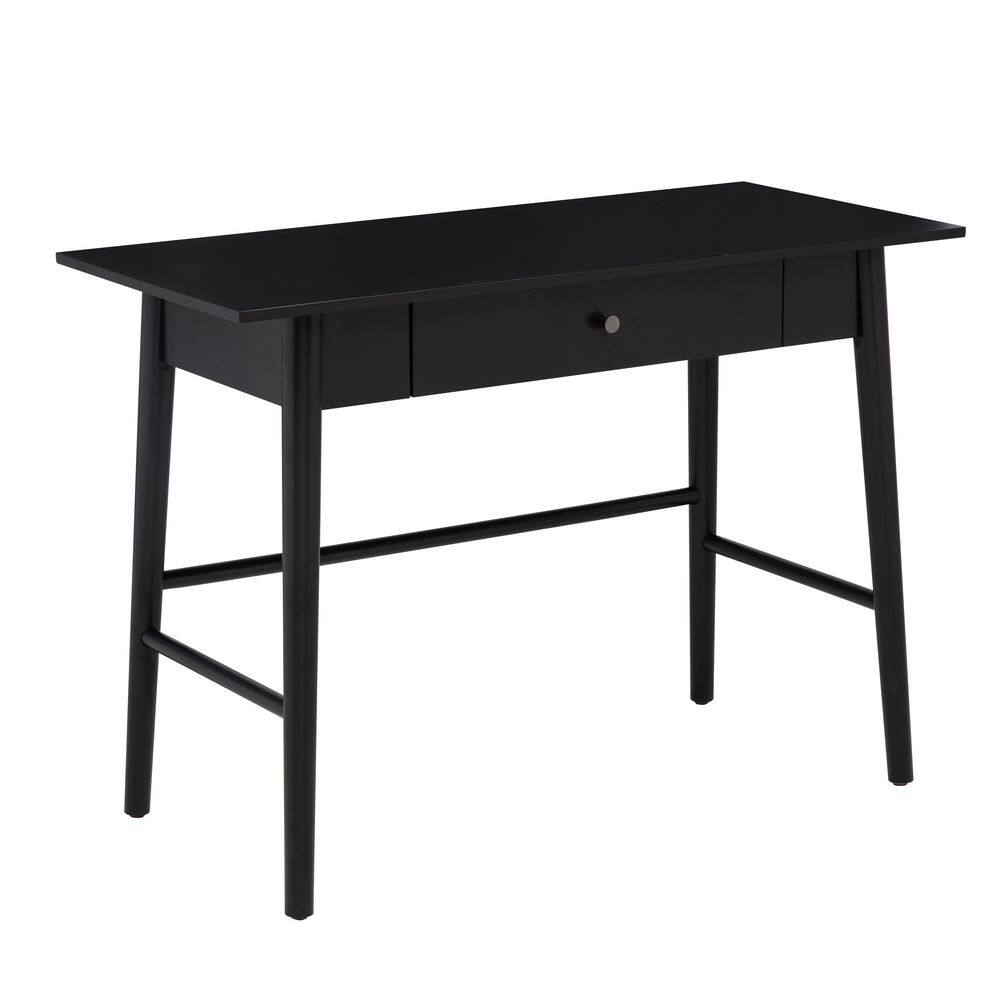Breville 42 in. Rectangle Black Wood 1-Drawer Writing Desk with Storage