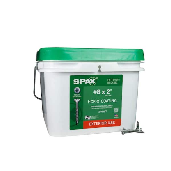 #8 x 2 in. Exterior Construction Torx T-Star Plus Flat Head Deck Wood Screws (1500-Piece) Bulk Pail Bit Included