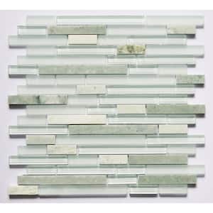 Classic Design Irish Cream Linear Mosaic 12 in. x 12 in. Glass and Stone Decorative Tile (11 sq. ft.)