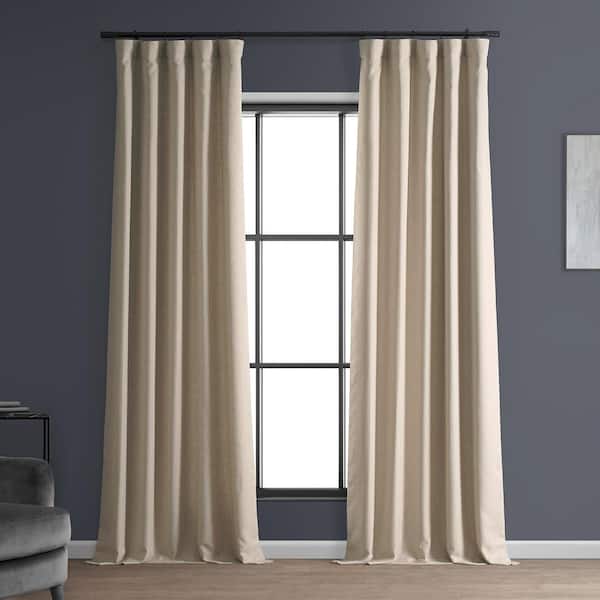 Exclusive Fabrics & Furnishings Sepia Beige Solid Rod Pocket Room Darkening Curtain - 50 in. W x 108 in. L (1 Panel)