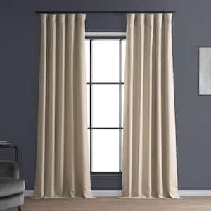 Sepia Beige Italian Faux Linen Room Darkening Curtain - 50 in. W x 120 in. L (1 Panel)