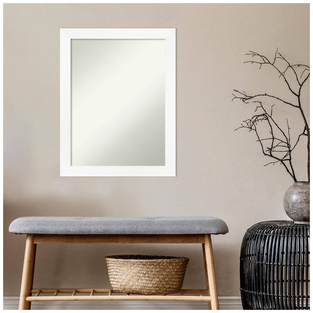 White Matte Rectangular Wall-Mounted Bathroom Vanity Mirror