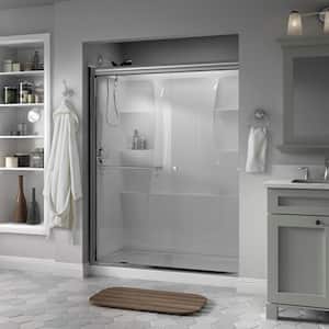 Portman 60 in. x 70 in. Semi-Frameless Traditional Sliding Shower Door in Chrome with Clear Glass
