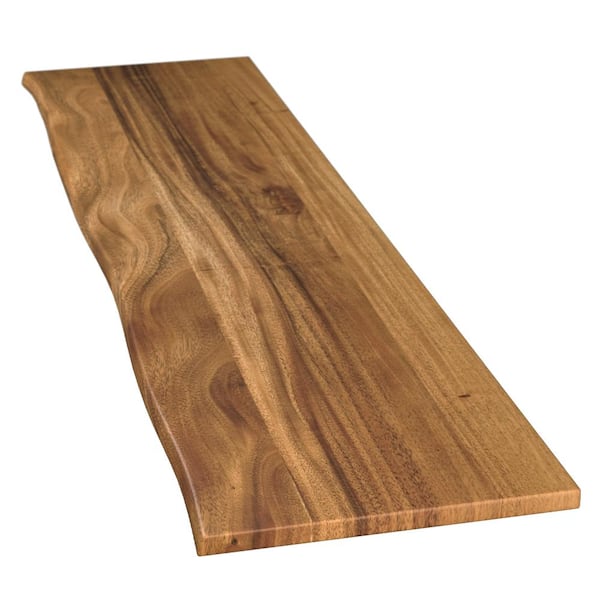 8 ft. L x 25 in. D Finished Saman Solid Wood Butcher Block  Countertop in with Live Edge