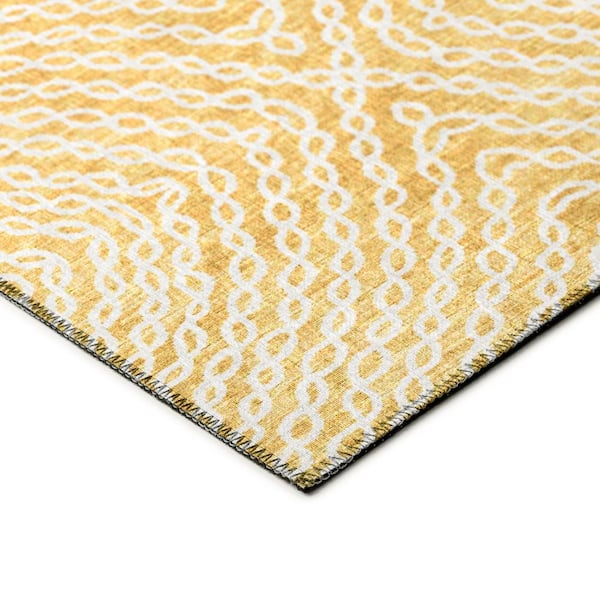 Bravado Gold 9 ft. x 12 ft. Geometric Indoor/Outdoor Washable Area Rug