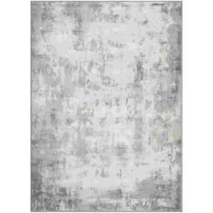 Abstract Indoor Gray 8 ft. x 10 ft. 2 in. Area Rug Non-Shedding Stain Resistant Mat