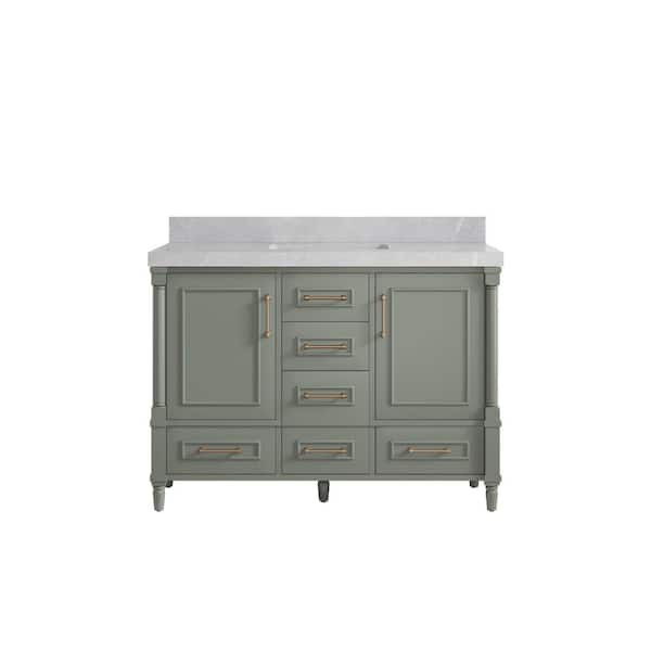 Willow Collections Hudson 48 in. W x 22 in. D x 36 in. H Single Sink Bath Vanity in Evergreen with 2 in. Pearl Gray Qt. Top