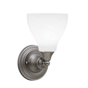 Fulton 1 Light Brushed Nickel Wall Sconce 6.25 in. White Marble Glass