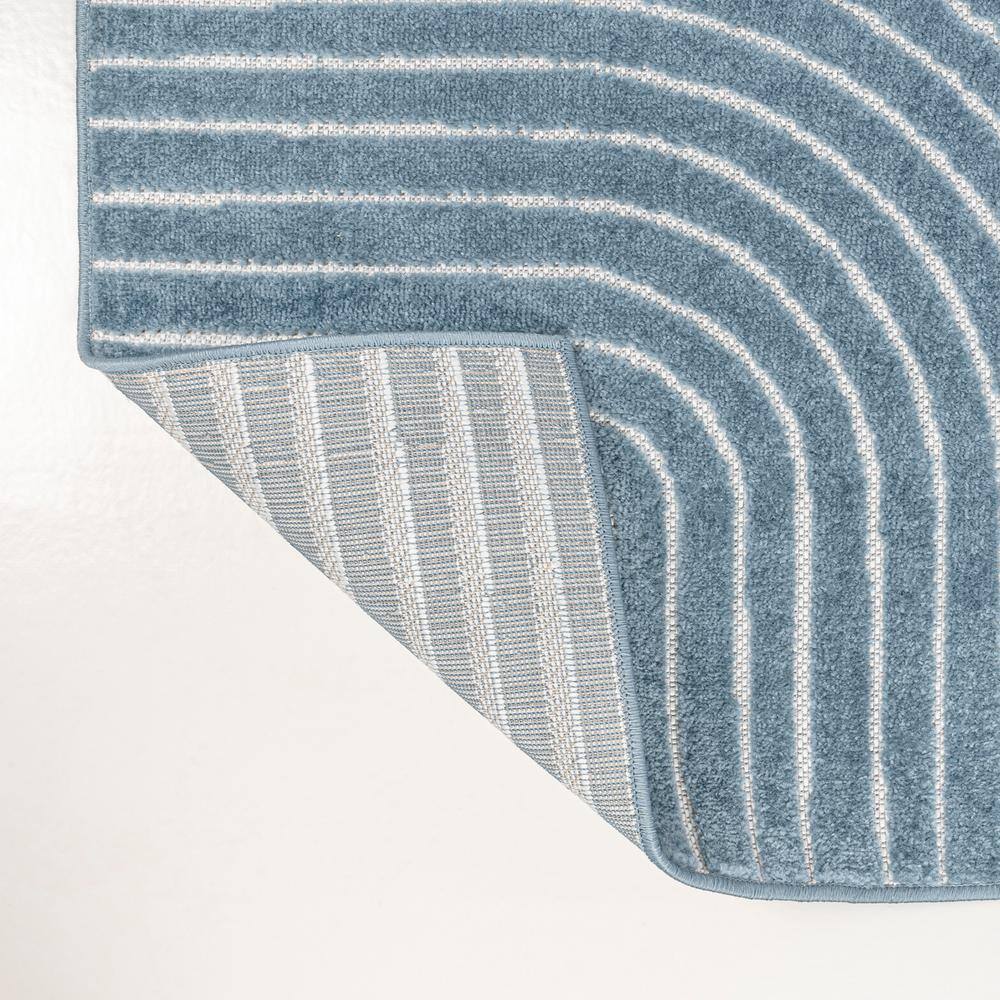 Hallie Dark Blue and Cream Geometric 8' x 10' Indoor/Outdoor Rug