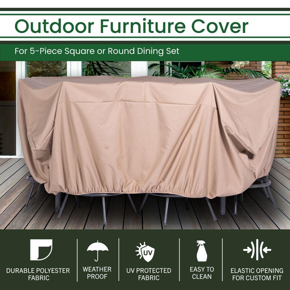 Nude Sun Resistant Outdoor Furniture Cover for 5-Piece Set