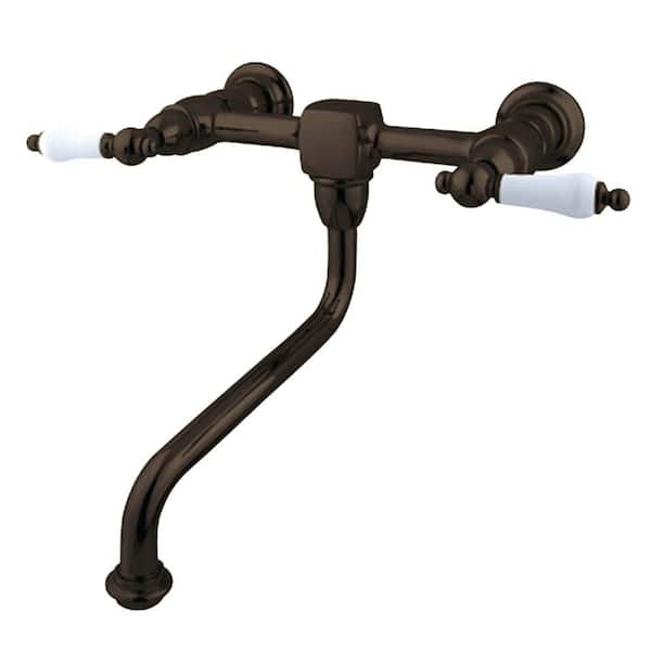 Kingston Brass Heritage 2-Handle Wall Mount Bathroom Faucet in Oil Rubbed Bronze