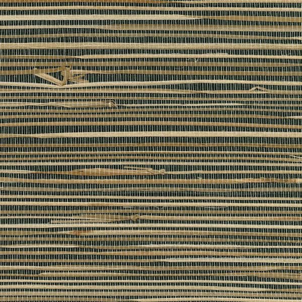 Kenneth James Anhui Black Grasscloth Black Wallpaper Sample