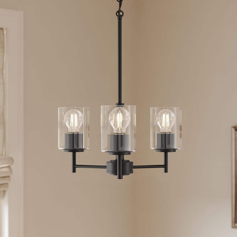 Replay 17 in. 3-Light Black Chandelier with Clear Glass Shades price history on PriceWatchPro