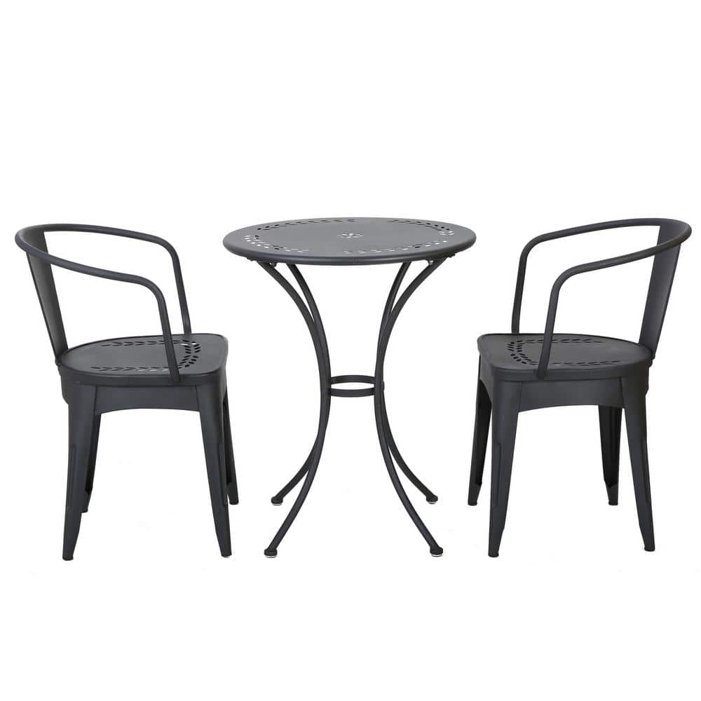 3-Piece Metal Outdoor Bistro Set, A Table and 2 Chairs, Classic Design for 