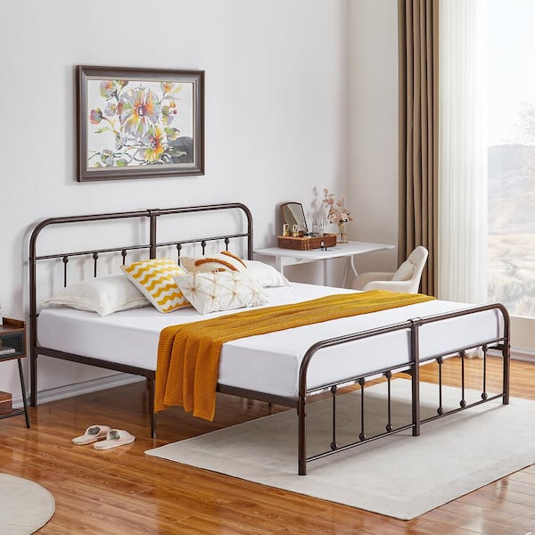 King metal bed frame deals with box spring