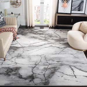 Craft Gray/Silver 10 ft. x 10 ft. Distressed Abstract Square Area Rug
