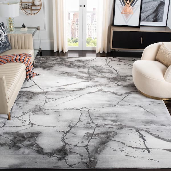 Craft 12 ft. x 15 ft. Gray/Silver Distressed Abstract Area Rug