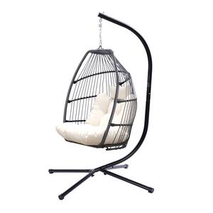 myhomore Outdoor Wicker Folding Hanging Chair, Rattan Patio Swing Hammock  Egg Chair with Cushion and Pillow EGGCH-WH - The Home Depot