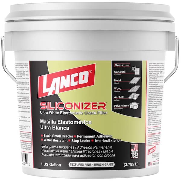 Lanco 1 Gal. Siliconizer White Elastomeric Crack Filler Textured Brush Grade for Permanent Water Resistant Adhesion