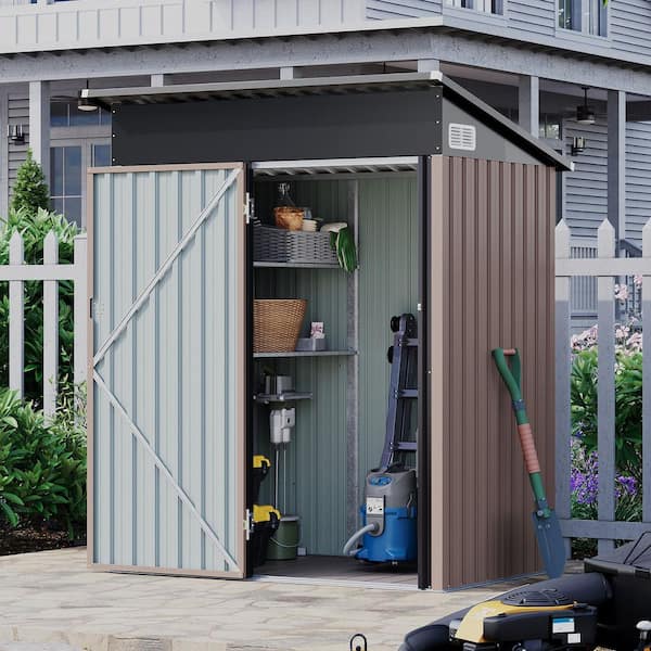 Sizzim Outdoor 5 ft. W x 3 ft. D Metal Storage Shed with 2-Piece
