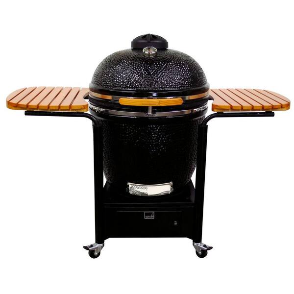 VISION GRILLS XL Kamado Extra Large Charcoal Grill in Black with Grill Cover