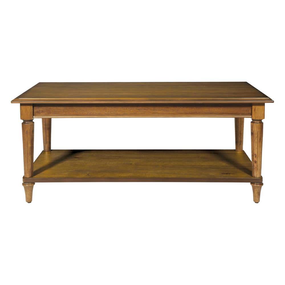 Bandon 41 in. Ginger Brown Large Rectangle Wood Coffee Table with Shelf