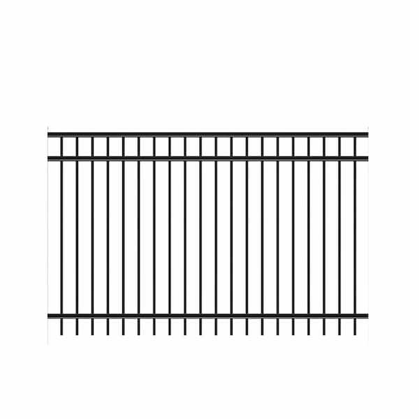 Natural Reflections Heavy-Duty 5 ft. H x 8 ft. W Black Aluminum Pre-Assembled Fence Panel