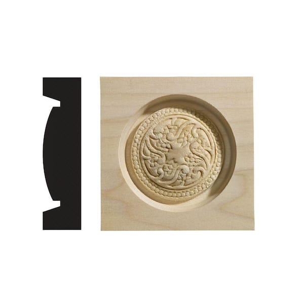 Whimsey Collection 13/16 in. x 3-1/4 in. x 3-1/4 in. White Hardwood Door and Window Corner Block Moulding
