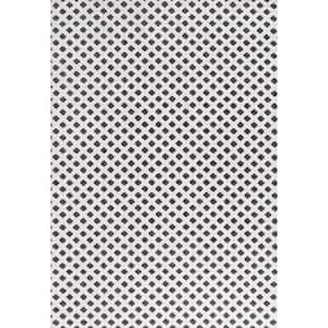 Rabat High-Low Pile Mini-Diamond Trellis White/Black 3 ft. x 5 ft. Indoor/Outdoor Area Rug