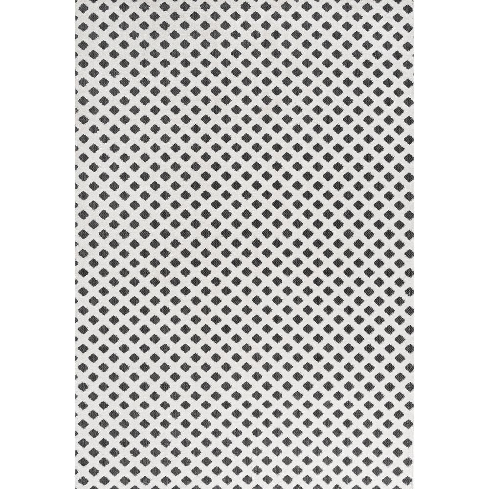 White and Black Trellis 8' x 10' Synthetic Area Rug