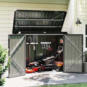 6 ft. x 3 ft. x 4.3 ft. Metal Recycling Storage Shed with Galvanized Steel Horizontal Trash Can Storage (18 sq. ft.)