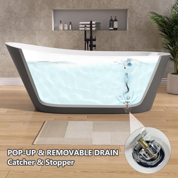 Zeafive Ane 59 in. x 29.5 in. Free Standing Soaking Tub
