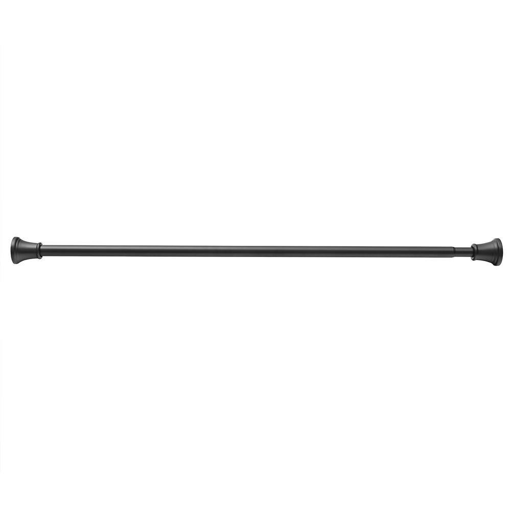 Adjustable Matte Black Aluminum Tension Shower Rod 44-72 Inches