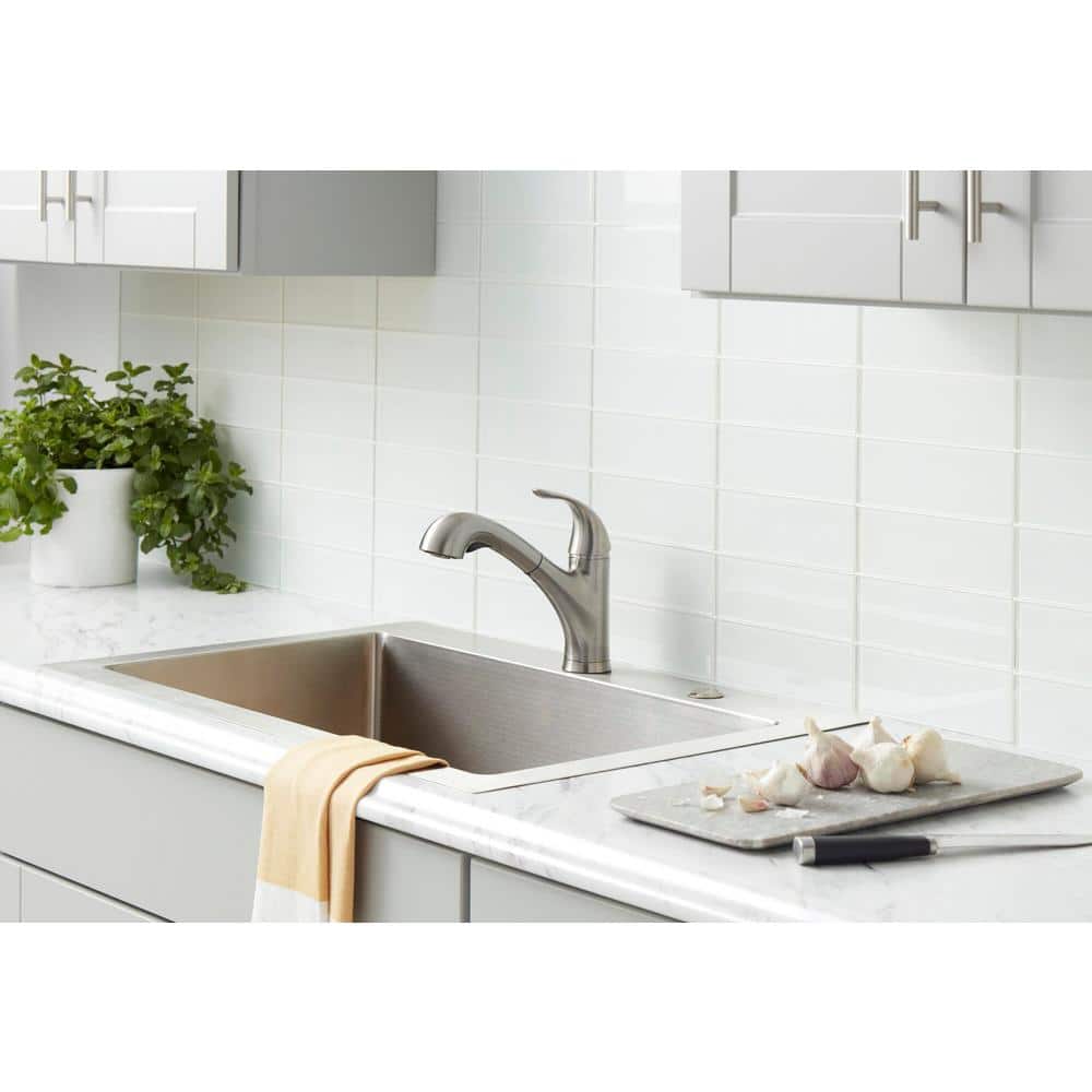Stainless Steel Single-Handle Pull-Out Kitchen Faucet with TurboSpray