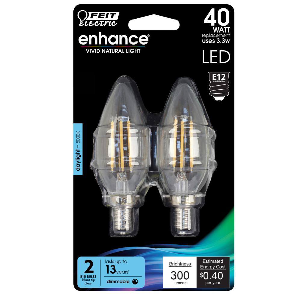 Clear Dimmable 40W Equivalent LED Candelabra Bulb 2-Pack