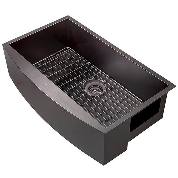 Matte Black Finish Stainless Steel 30 in. x 20 in. Single Bowl Farmhouse Apron Mount Kitchen Sink with Accessories Matte Black Finish Stainless Steel 30 in. x 20 in. Single Bowl Farmhouse Apron Mount Kitchen Sink with Accessories