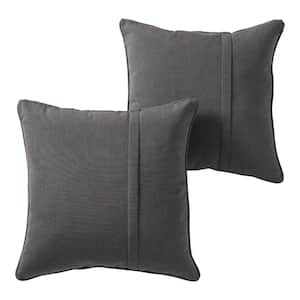 Sunbrella Coal Square Outdoor Throw Pillow with Pleat (2-Pack)
